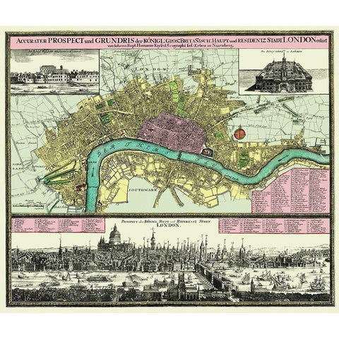 Royal British Majority in London England Black Modern Wood Framed Art Print with Double Matting by Visscher