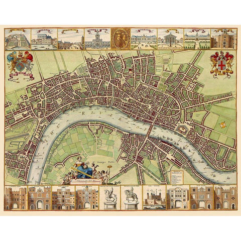 London Thames River England - DeHooghe 1689 White Modern Wood Framed Art Print by De Hooghe
