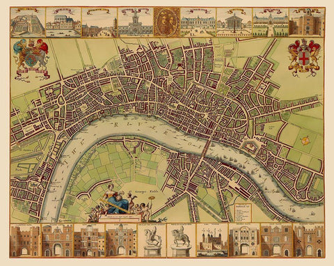 London England - Hollar 1688 White Modern Wood Framed Art Print with Double Matting by Hollar