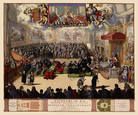 William III House of Commons London England White Modern Wood Framed Art Print with Double Matting by De Hooghe