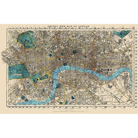 London England - Smith 1860 Black Modern Wood Framed Art Print with Double Matting by Smith