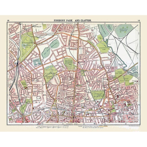 Finsbury Park Clapton London UK - Bartholomew 1921 White Modern Wood Framed Art Print by Bartholomew