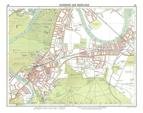 Richmond Mortlake London UK - Bartholomew 1921 White Modern Wood Framed Art Print with Double Matting by Bartholomew