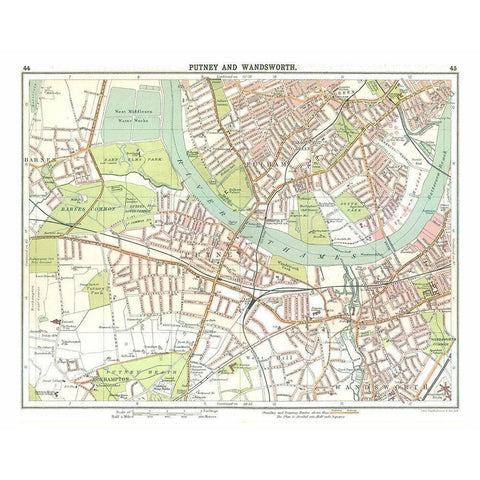 Putney Wandsworth London UK - Bartholomew 1921 Black Modern Wood Framed Art Print by Bartholomew