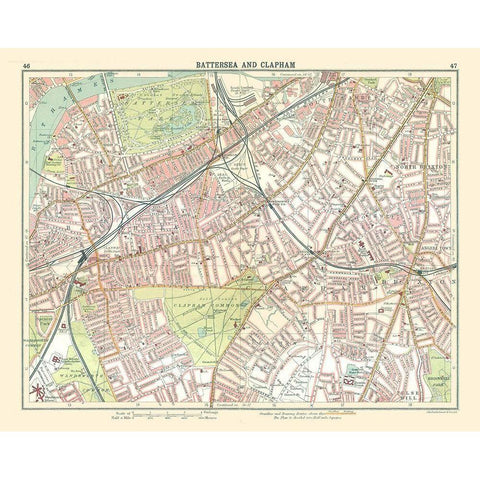 Battersea Clapham London UK - Bartholomew 1921 White Modern Wood Framed Art Print by Bartholomew