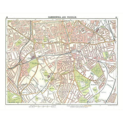 Camberwell Peckham London UK - Bartholomew 1921 White Modern Wood Framed Art Print by Bartholomew