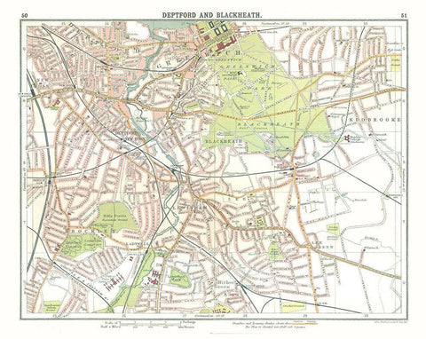 Deptford Blackheath London UK - Bartholomew 1921 White Modern Wood Framed Art Print with Double Matting by Bartholomew