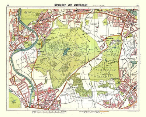 Richmond Wimbledon London UK - Bartholomew 1921 White Modern Wood Framed Art Print with Double Matting by Bartholomew