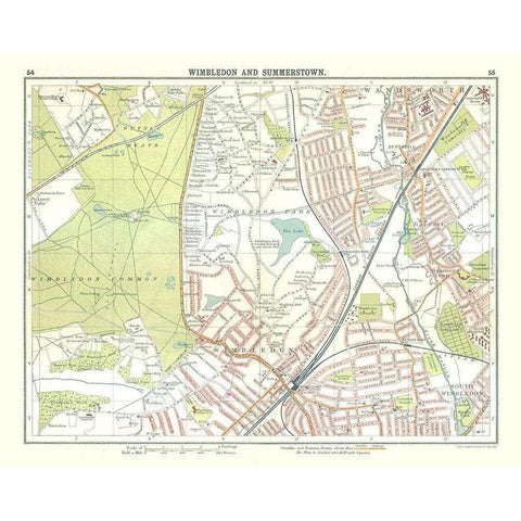 Wimbledon Summerstown London UK - Bartholomew 1921 White Modern Wood Framed Art Print by Bartholomew