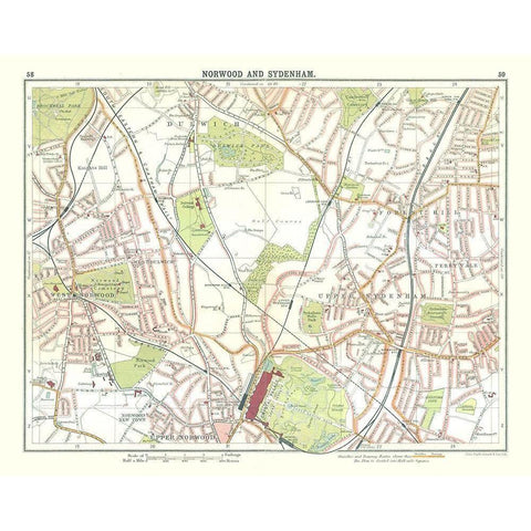 Norwood Sydenham London UK  - Bartholomew 1921 Gold Ornate Wood Framed Art Print with Double Matting by Bartholomew