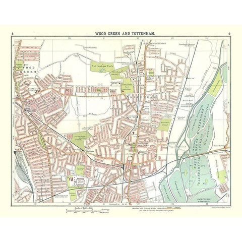 Wood Green Tottenham London UK - Bartholomew 1921 Gold Ornate Wood Framed Art Print with Double Matting by Bartholomew