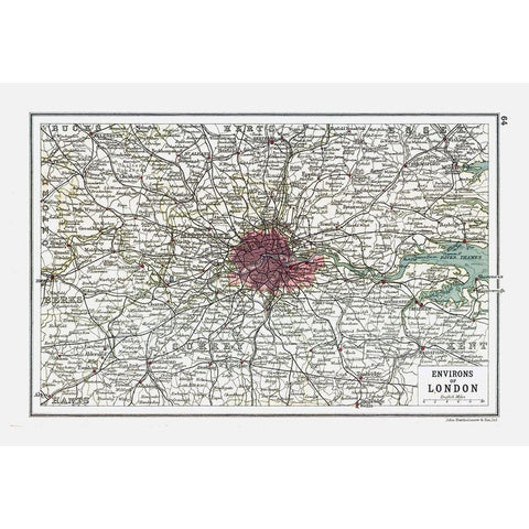 London UK - Bartholomew 1921 Black Modern Wood Framed Art Print with Double Matting by Bartholomew