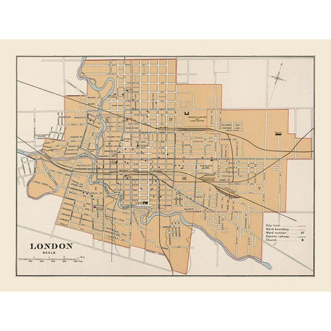 London Canada - Chalifour 1915 Gold Ornate Wood Framed Art Print with Double Matting by Chalifour