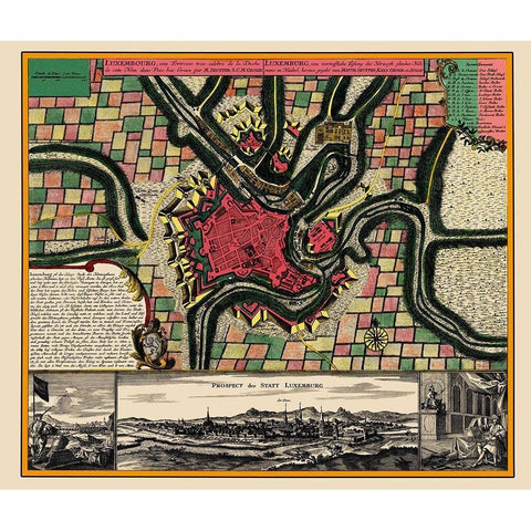 Benelux Luxembourg - Seutter 1730 Black Modern Wood Framed Art Print by Seutter