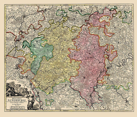 Grand Duchy of Luxembourg Belgium Netherlands White Modern Wood Framed Art Print with Double Matting by Homann