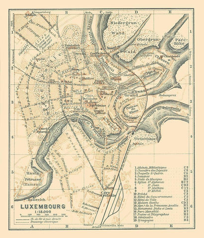 Europe Luxembourg City Luxembourg - Baedeker 1910 White Modern Wood Framed Art Print with Double Matting by Baedeker