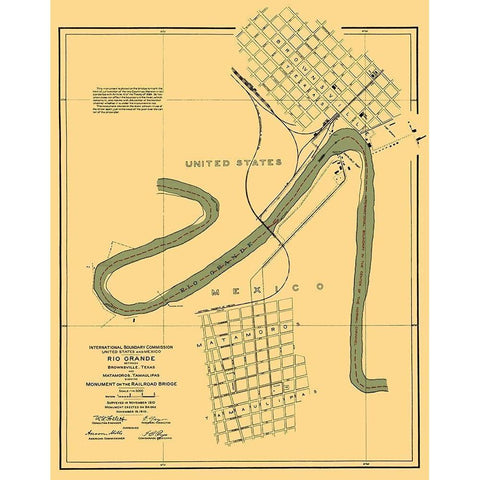 Rio Grande Border Matamoros Mexico United States White Modern Wood Framed Art Print by Peters