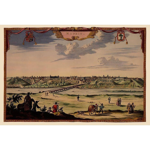 Iberian Peninsula Madrid Spain Panoramic - 1600 White Modern Wood Framed Art Print by Unknown