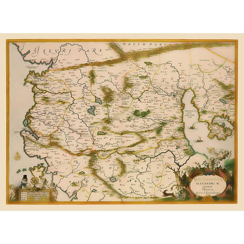 Macedonia Region Greece - Jansson 1654 Black Modern Wood Framed Art Print by Jansson