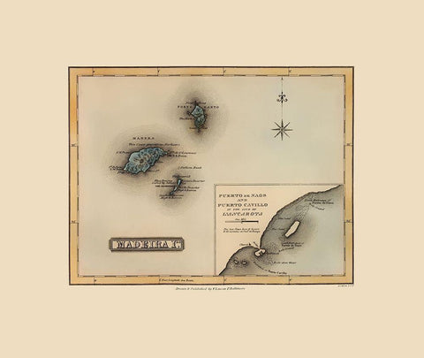 Iberian Peninsula Madeira Islands Spain Portugal Black Ornate Wood Framed Art Print with Double Matting by Lucas