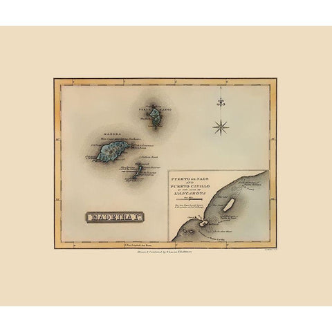 Iberian Peninsula Madeira Islands Spain Portugal Black Modern Wood Framed Art Print with Double Matting by Lucas