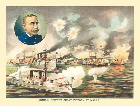 Spanish American War - Manila Philippines - 1898 White Modern Wood Framed Art Print with Double Matting by UNKNOWN