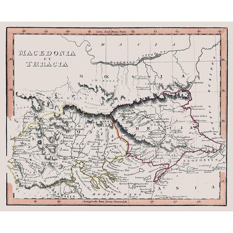 Macedonia Thracia Europe Greece - Fenner 1830 White Modern Wood Framed Art Print by Fenner