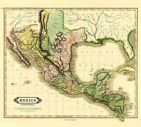 Mexico Guatemala - Lizars 1831 White Modern Wood Framed Art Print with Double Matting by Lizars