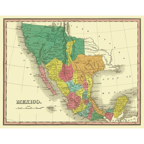 Territories Mexico - Finley 1831 Gold Ornate Wood Framed Art Print with Double Matting by Finley