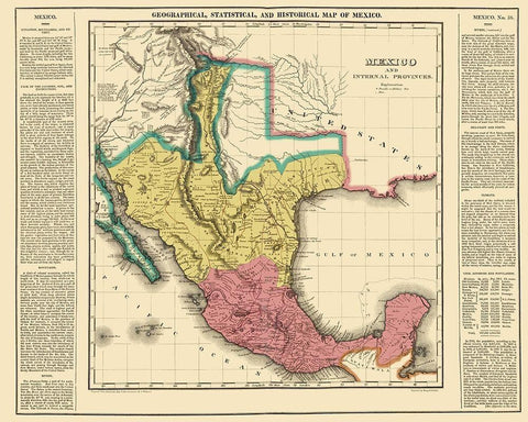 Internal Provinces Mexico - Young 1822 Black Ornate Wood Framed Art Print with Double Matting by Young