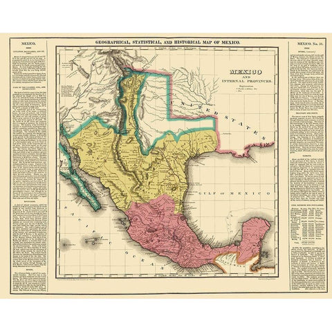 Internal Provinces Mexico - Young 1822 Black Modern Wood Framed Art Print with Double Matting by Young