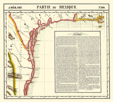 Gulf Coast Mexico Texas United States White Modern Wood Framed Art Print with Double Matting by Vandermaelen