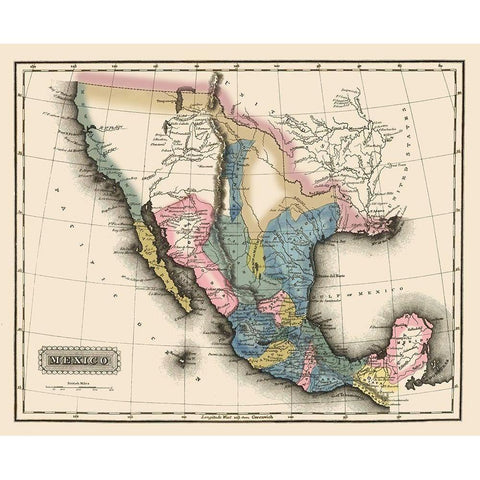 Mexico - Lucas 1823 Gold Ornate Wood Framed Art Print with Double Matting by Lucas