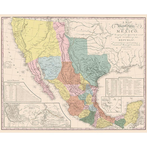 United States Mexico - Tanner 1847 White Modern Wood Framed Art Print by Tanner