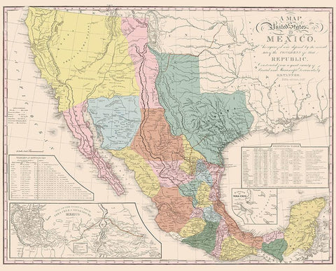 United States Mexico - Tanner 1847 White Modern Wood Framed Art Print with Double Matting by Tanner