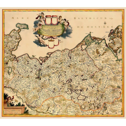 Mecklenburg Region Germany - De Wit 1688 Gold Ornate Wood Framed Art Print with Double Matting by De Wit