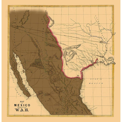 Mexican American War - Sinclair 1846 Gold Ornate Wood Framed Art Print with Double Matting by SINCLAIR