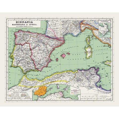 Western Mediterranean Region - Reimer 1903 Black Modern Wood Framed Art Print by Reimer