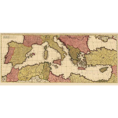 Mediterranean Sea Region - Valck 1695 White Modern Wood Framed Art Print by Valck