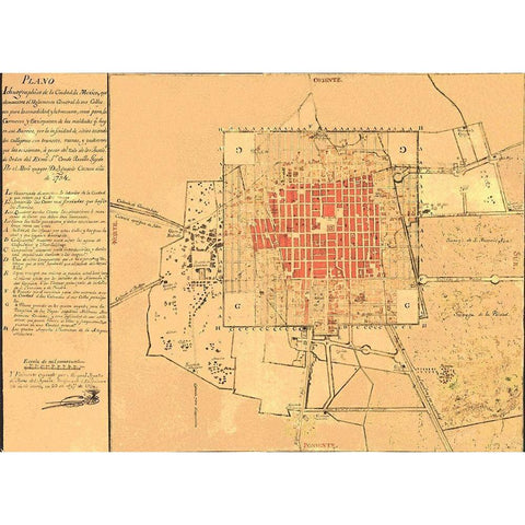 Panoramic Mexico City Mexico - De Aguila 1794 White Modern Wood Framed Art Print by De Aguila