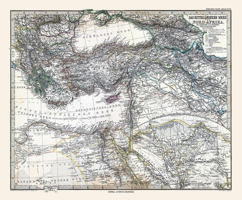 Eastern Mediterranean Sea North Africa Black Ornate Wood Framed Art Print with Double Matting by Stieler