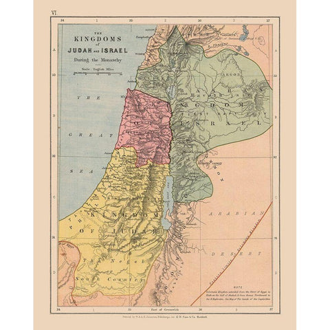 Kingdoms of Judah Israel Middle East - Case 1878 White Modern Wood Framed Art Print by Case