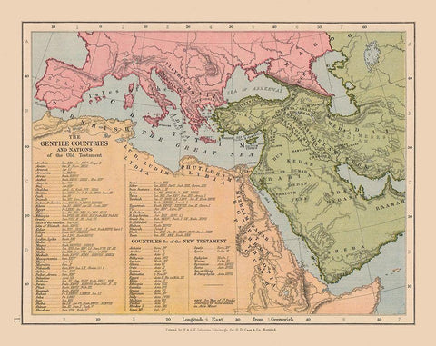 Gentile Countries Old Testament Middle East White Modern Wood Framed Art Print with Double Matting by Case