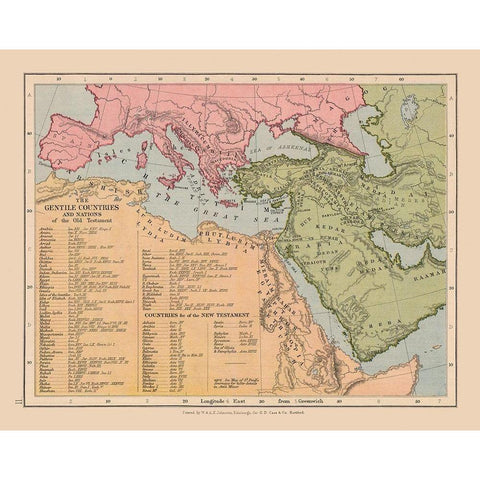 Gentile Countries Old Testament Middle East White Modern Wood Framed Art Print by Case