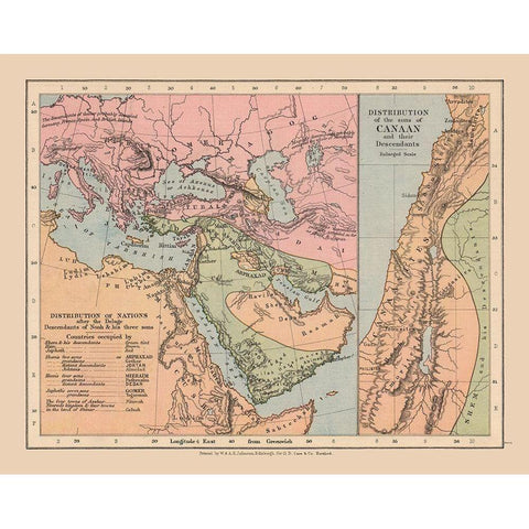 Population after Deluge Middle East - Case 1878 Gold Ornate Wood Framed Art Print with Double Matting by Case