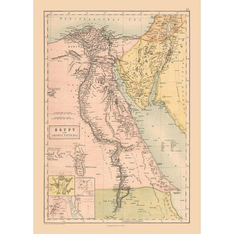 Middle East Egypt Arabia - Black 1867 White Modern Wood Framed Art Print by Black