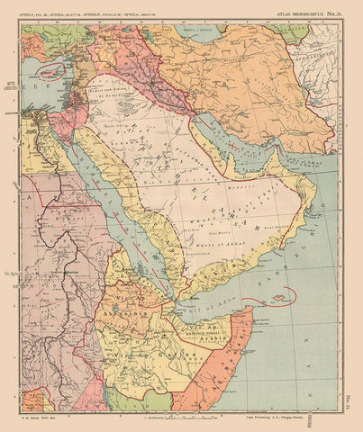 Middle East Africa - Streit 1913 White Modern Wood Framed Art Print with Double Matting by Streit