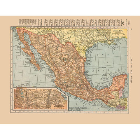 Mexico - Hammond 1910 Gold Ornate Wood Framed Art Print with Double Matting by Hammond