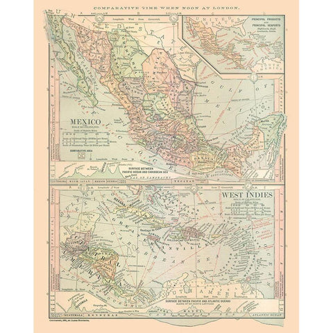 West Indies Central America Mexico Guatemala Gold Ornate Wood Framed Art Print with Double Matting by Monteith