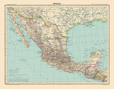 Mexico - Schrader 1908 White Modern Wood Framed Art Print with Double Matting by Schrader